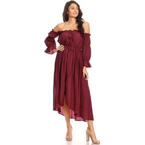 Anna-Kaci Womens Casual Boho Long Sleeve Off Shoulder Renaissance Peasant Dress in Saudi Arabia