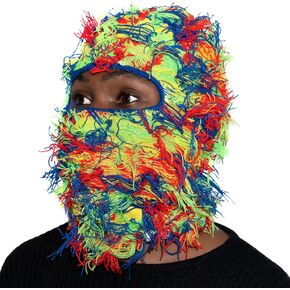 GHOSTWEAR Distressed Balaclava Knitted Full Face Ski Mask Wind Proof Premium One-Size Fits All Shiesty Design Furry