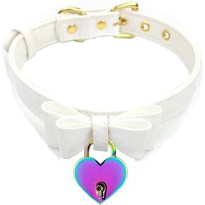 LEWECEEO بو الجلود القوس طوق قلادة المختنق مع جرس القط تأثيري كيتي قلادة المختنق طوق للنساء in Kuwait