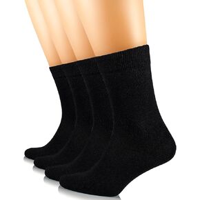 Hugh Ugoli Women's Cotton Crew Socks, Plain Color, Regular Fit, Soft Casual Socks for Trouser, Shoe Size 6 to 12, 4 Pairs in Saudi Arabia