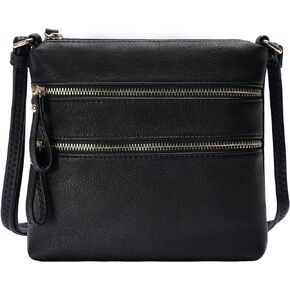 Solene Multi Zipper Pocket Crossbody Bag with Strap, Lightweight Travel bag, Daily Cell Phone Purses Messenger bag