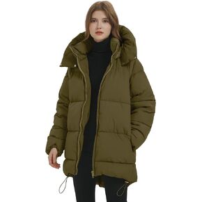 Rousytn Womens Hooded Puffer Jacket Thicken Full-Zip Winter Warm Quilted Down Coat