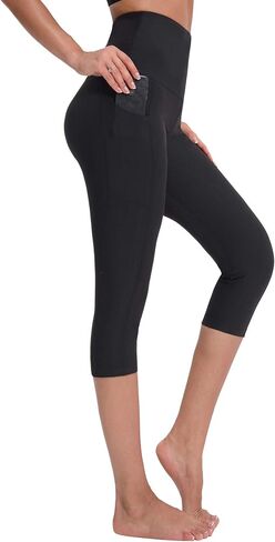 NELEUS Women's Yoga Running Capris Tummy Control High Waist Workout Pants in Kuwait