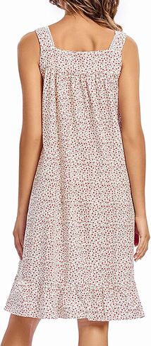 FMIRREO Cotton Nightgown for Women Sleeveless Comfy Sleepdress Lightweight Sleepwear Victorian Cool Cozy Nightdress in Saudi Arabia