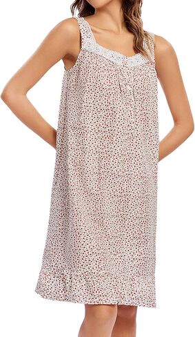 FMIRREO Cotton Nightgown for Women Sleeveless Comfy Sleepdress Lightweight Sleepwear Victorian Cool Cozy Nightdress in Saudi Arabia
