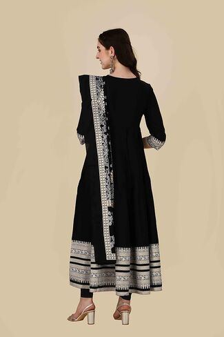 فستان مطبوع من FIDOZA مع وشاح مطبوع هندي باكستاني جاهز للارتداء طقم كورتا مطبوع كهدية احتفالية للنساء in Kuwait