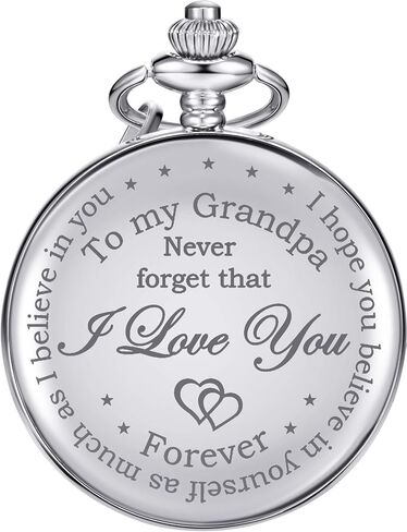 Hicarer Grandfather Pocket Watch for Father's Day Christmas Birthday, Personalized Gift for Grandfather, Never Forget That I Love You in Saudi Arabia