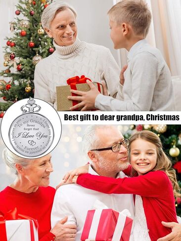 Hicarer Grandfather Pocket Watch for Father's Day Christmas Birthday, Personalized Gift for Grandfather, Never Forget That I Love You in Saudi Arabia