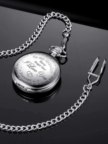Hicarer Grandfather Pocket Watch for Father's Day Christmas Birthday, Personalized Gift for Grandfather, Never Forget That I Love You in Saudi Arabia
