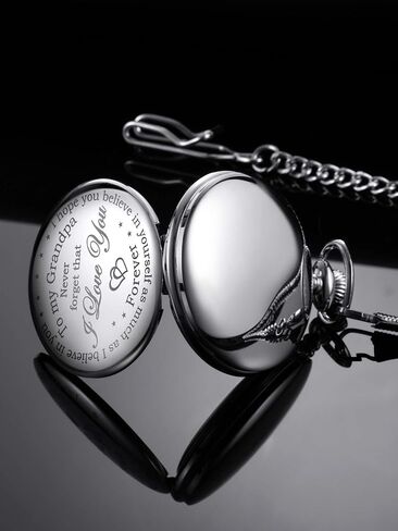 Hicarer Grandfather Pocket Watch for Father's Day Christmas Birthday, Personalized Gift for Grandfather, Never Forget That I Love You in Saudi Arabia