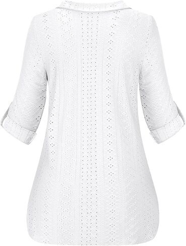 قميص نسائي بأكمام دوارة 3/4 من Viracy مزود بفتحة رقبة على شكل V مجوفة للعمل غير رسمي ملابس علوية فضفاضة تناسب الحاشية in Kuwait