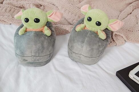 Robe Factory LLC Star Wars: The Mandalorian The Child Grogu 3D Slippers | Baby Yoda-Themed Soft Plush House Shoe With Non-Slip Sole | Comfortable Footwear | Women 11-12, Men 9-10 in Kuwait