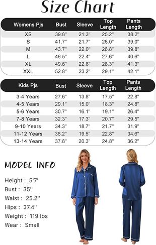 Umeyda Girls & Women Satin Pajamas Set, Long Sleeve Silky Button Down Sleepwear Loungewear for Kids Boys in Saudi Arabia