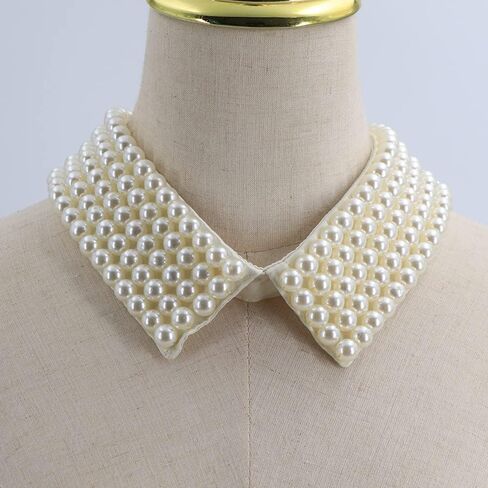 Vintage Beaded Collar Necklace Handmade Faux Pearl Collar Woman Fashion False Collar Necklace in Kuwait