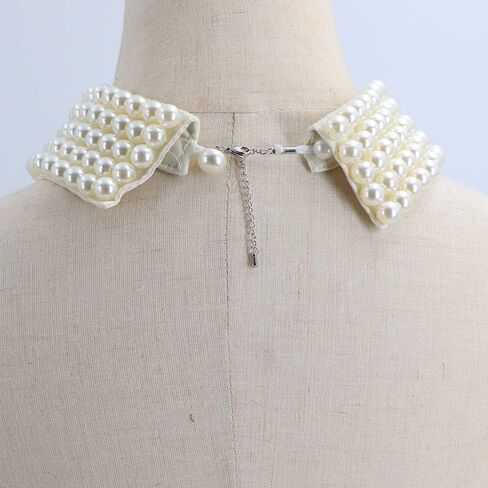 Vintage Beaded Collar Necklace Handmade Faux Pearl Collar Woman Fashion False Collar Necklace in Kuwait