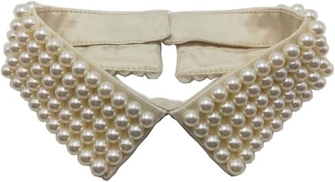 Vintage Beaded Collar Necklace Handmade Faux Pearl Collar Woman Fashion False Collar Necklace in Kuwait