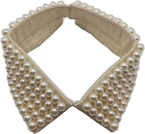 Vintage Beaded Collar Necklace Handmade Faux Pearl Collar Woman Fashion False Collar Necklace in Kuwait