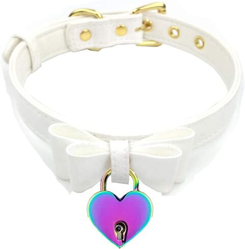 LEWECEEO بو الجلود القوس طوق قلادة المختنق مع جرس القط تأثيري كيتي قلادة المختنق طوق للنساء in Kuwait