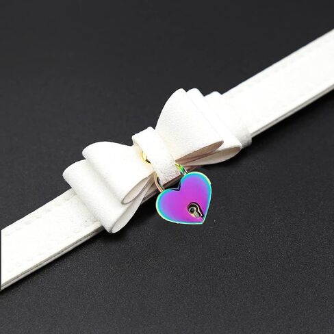 LEWECEEO بو الجلود القوس طوق قلادة المختنق مع جرس القط تأثيري كيتي قلادة المختنق طوق للنساء in Kuwait