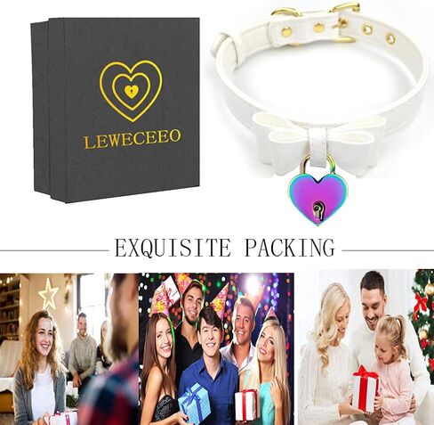 LEWECEEO بو الجلود القوس طوق قلادة المختنق مع جرس القط تأثيري كيتي قلادة المختنق طوق للنساء in Kuwait