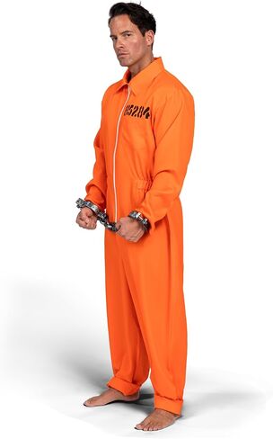 Spooktacular Creations Prisoner Jumpsuit Men's Orange Prison Escaped Inmate Jailbird Coverall Costume in Saudi Arabia