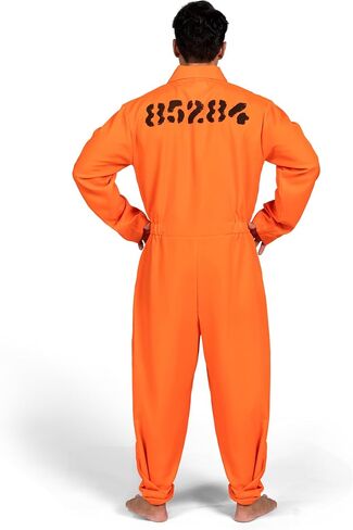 Spooktacular Creations Prisoner Jumpsuit Men's Orange Prison Escaped Inmate Jailbird Coverall Costume in Saudi Arabia