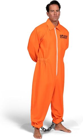 Spooktacular Creations Prisoner Jumpsuit Men's Orange Prison Escaped Inmate Jailbird Coverall Costume in Saudi Arabia