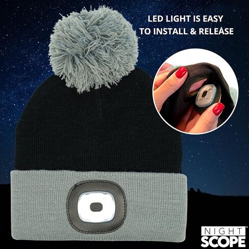 قبعة صغيرة متماسكة قابلة لإعادة الشحن للأطفال من Night Scope للأطفال قبعة بوم بوم للبنين والبنات in Kuwait