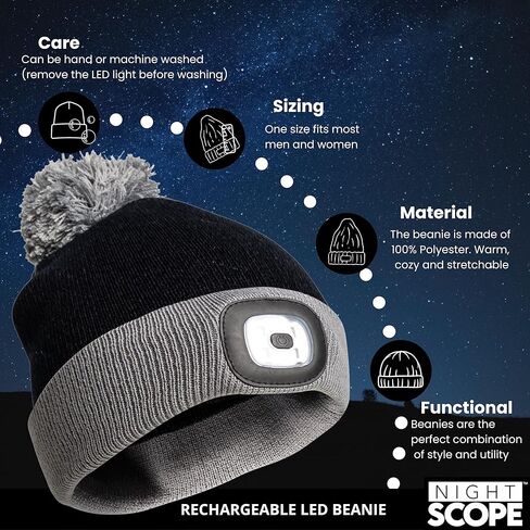 قبعة صغيرة متماسكة قابلة لإعادة الشحن للأطفال من Night Scope للأطفال قبعة بوم بوم للبنين والبنات in Kuwait