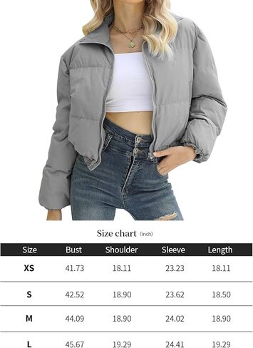 Arssm Women Cropped Puffer Jackets Casual Winter Warm Padding Quilted Crop Short Coat in Saudi Arabia