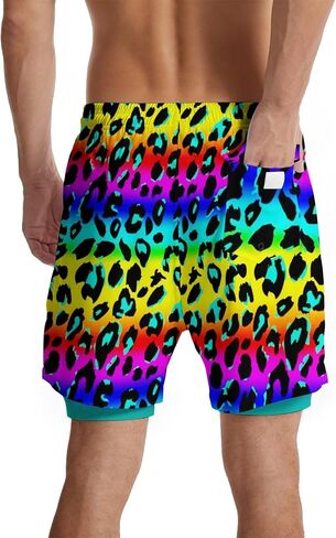 CHILL·TEK Men's Swim Trunks with Compression Liner Quick Dry 2 in 1 Swimming Trunks Beach Board Shorts Bathing Suits Swimwear in Kuwait