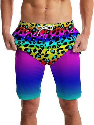 CHILL·TEK Men's Swim Trunks with Compression Liner Quick Dry 2 in 1 Swimming Trunks Beach Board Shorts Bathing Suits Swimwear in Kuwait