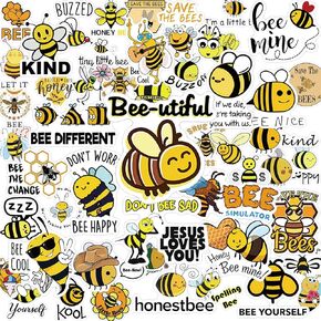 50 قطعة من ملصقات النحل المقاومة للماء من الفينيل لزجاجة المياه وحافظة الهاتف المحمول والجيتار للأطفال والمراهقين ومعلمي المدارس in Kuwait