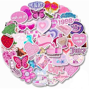 ملصقات جمالية من واي 2 كيه، 52 قطعة - ملصقات عصرية سايبر 2000s للبنات، ملصقات لابتوب مقاومة للماء لزجاجة المياه، ملصقات فيسكو لطيفة للمراهقين in Kuwait