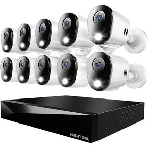 Night Owl 2-Way Audio 20 Channel DVR Video Home Security Camera System with (10) Wired 4K HD Indoor/Outdoor Deterrence Cameras and 2TB Hard Drive (Add up to 4 Wi-Fi Cameras)