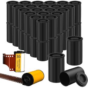 Wenqik 50 Pieces 35mm Film Canisters with Caps Plastic Film Canister Holder Empty Film Containers with Lids Camera Reel Containers for Beads Fish Hook Small Accessories Storage and Geocaching (Black)