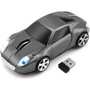 ECOiNVA لسيارة Tesla Roadster اللاسلكية الرياضية على شكل سيارة ماوس الفئران والكمبيوتر المحمول والكمبيوتر المحمول والفأرة الضوئية 2.4 جيجا هرتز وجهاز استقبال USB AA يعمل ببطارية AA وسطح لامع وإضاءة LED (أزرق) in Kuwait