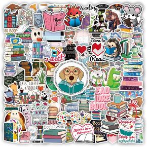 ملصقات القراءة، ملصقات المكتبة، ملصقات الكتب، 100 قطعة من الفينيل المقاوم للماء، ديكورات الكمبيوتر المحمول DIY للوح التزلج، ملصقات Kawaii اللطيفة للبالغين in Kuwait