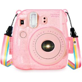 حافظة كاميرا Wolven شفافة مع حزام كتف قوس قزح قابل للتعديل متوافق مع Fujifilm Instax Mini 8، Mini 8+، Mini 9 كاميرا فورية (كريستال) in Kuwait