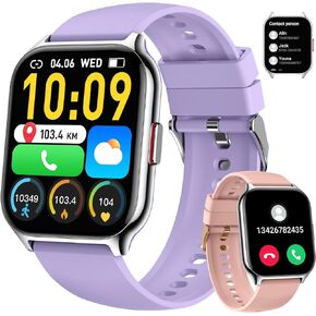 ساعة ذكية للرجال والنساء للياقة البدنية: (إجراء/الرد على المكالمة) ساعة ذكية بلوتوث لهواتف أندرويد وآيفون خارجية مقاومة للماء رقمية رياضية للجري ومتتبع صحي ومراقبة معدل ضربات القلب وعداد الخطوات in Kuwait