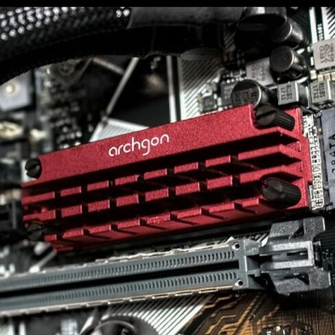 مبرد تبريد تبريد Archgon HS-1110 SSD لـ PCIe NVMe M.2 2280 SSD لخادم محطة العمل، كمبيوتر متين IPC صناعي لألعاب الكمبيوتر (أحمر) in Kuwait