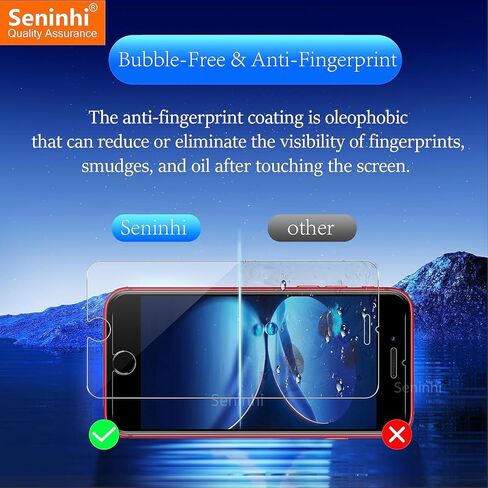 seninhi [3+2 حزمة] لهاتف iphone se 3nd Gen / iphone se 2nd Gen / iphone 8 / iphone 7 (4.7 بوصة) واقي شاشة 3 عبوات + واقي عدسة الكاميرا 2 حزمة، واقي شاشة زجاجي مقوى SE [مع إطار سهل التركيب] [صلابة 9H] [مضاد للخدش] [خالي من الفقاعات]- in Kuwait
