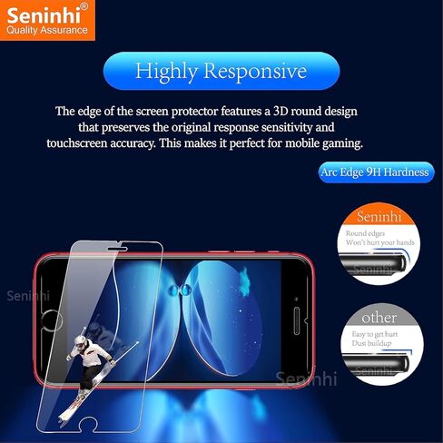 seninhi [3+2 حزمة] لهاتف iphone se 3nd Gen / iphone se 2nd Gen / iphone 8 / iphone 7 (4.7 بوصة) واقي شاشة 3 عبوات + واقي عدسة الكاميرا 2 حزمة، واقي شاشة زجاجي مقوى SE [مع إطار سهل التركيب] [صلابة 9H] [مضاد للخدش] [خالي من الفقاعات]- in Kuwait