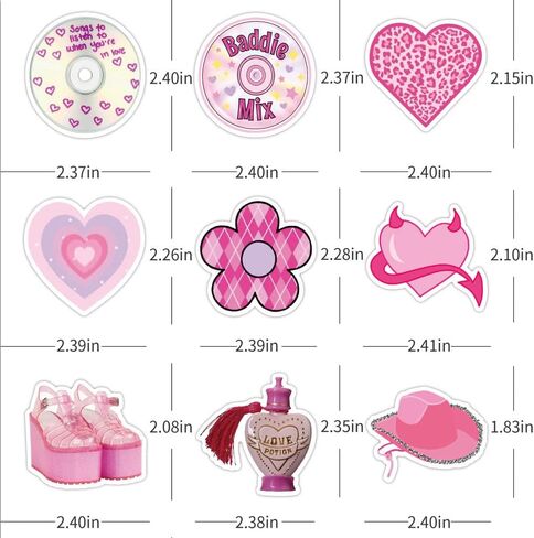 ملصقات جمالية من واي 2 كيه، 52 قطعة - ملصقات عصرية سايبر 2000s للبنات، ملصقات لابتوب مقاومة للماء لزجاجة المياه، ملصقات فيسكو لطيفة للمراهقين in Kuwait