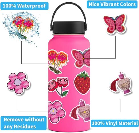 ملصقات جمالية من واي 2 كيه، 52 قطعة - ملصقات عصرية سايبر 2000s للبنات، ملصقات لابتوب مقاومة للماء لزجاجة المياه، ملصقات فيسكو لطيفة للمراهقين in Kuwait