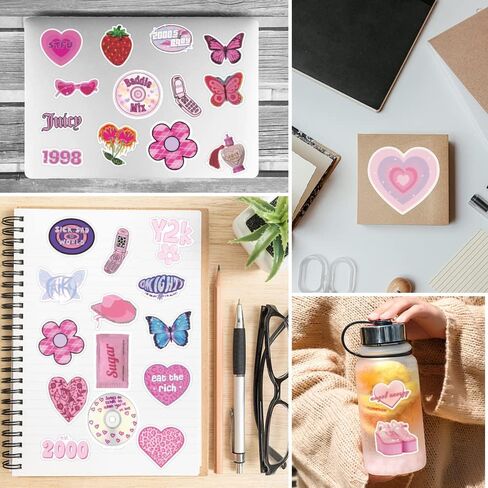 ملصقات جمالية من واي 2 كيه، 52 قطعة - ملصقات عصرية سايبر 2000s للبنات، ملصقات لابتوب مقاومة للماء لزجاجة المياه، ملصقات فيسكو لطيفة للمراهقين in Kuwait