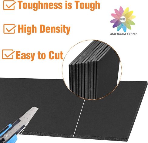 Mat Board Center, 3/16" Thick Foam Core Board 11x14, Black Foam Backing Boards (Pack of 50) in Saudi Arabia