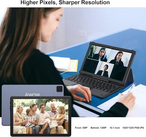 تابلت AWOW 2 في 1، تابلت Windows 11 مقاس 10 بوصات، معالج ثماني النواة 64 جيجابايت ذاكرة وصول عشوائي (TF 512 جيجابايت)، شاشة لمس IPS 1920x1200، كاميرا مزدوجة، BT5.0، واي فاي، كمبيوتر لوحي GPS معتمد من Google in Kuwait