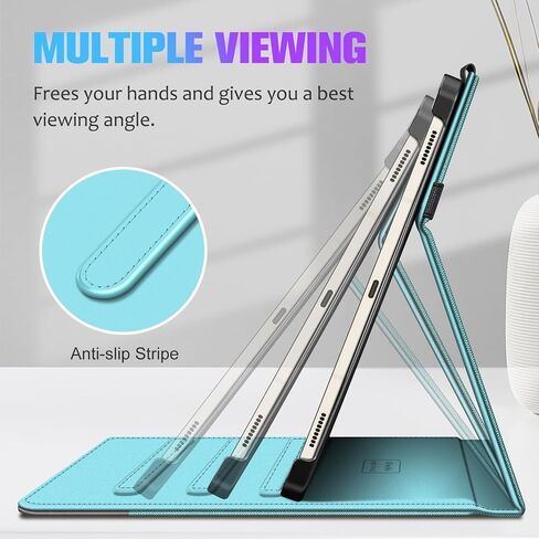 حافظة Fintie لهاتف Samsung Galaxy Tab S9 Plus 2023/S8 Plus 2022/S7 FE 2021/S7 Plus 2020 مقاس 12.4 بوصة، غطاء حماية متعدد الزوايا مع جيب، نوم/استيقاظ تلقائي، فيروزي in Saudi Arabia
