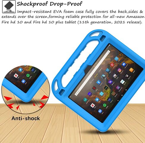 حافظة LTROP Kids لجهاز Fire HD 10 & HD 10 Plus للكمبيوتر اللوحي للأطفال (الجيل 13/11، إصدار 2023/2021) - حافظة خفيفة الوزن مقاومة للصدمات مع حامل واقي للشاشة ومقبض لجهاز Fire HD 10 Kids & Kids Pro، أزرق in Kuwait